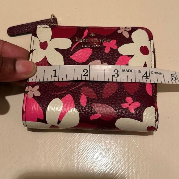 Kate Spade Jackson Forest Floral Small Bifold Wallet Burgundy Pink Cream Mod - Picture 14 of 14